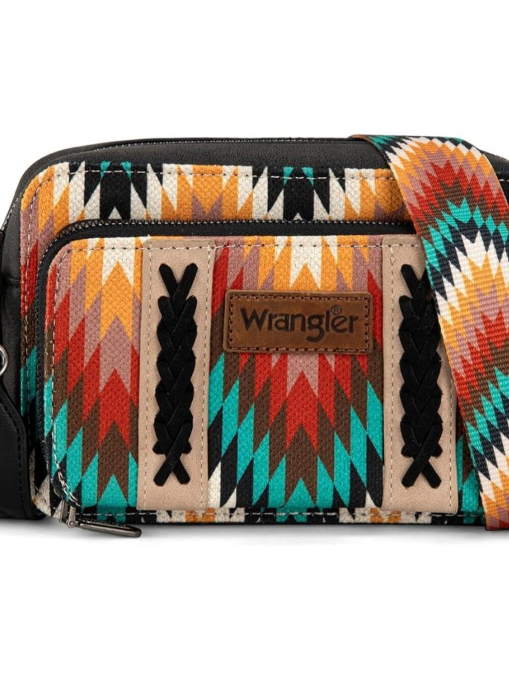 Wrangler Aztec Crossbody Bag for Women Multi Pocket Shoulder Bag Boho Cross Body